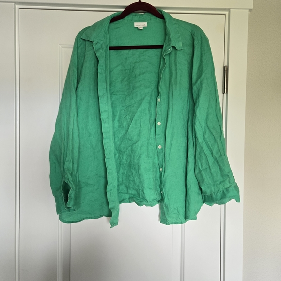 J. Jill Kelly Green Linen Blouse - Picture 1 of 6